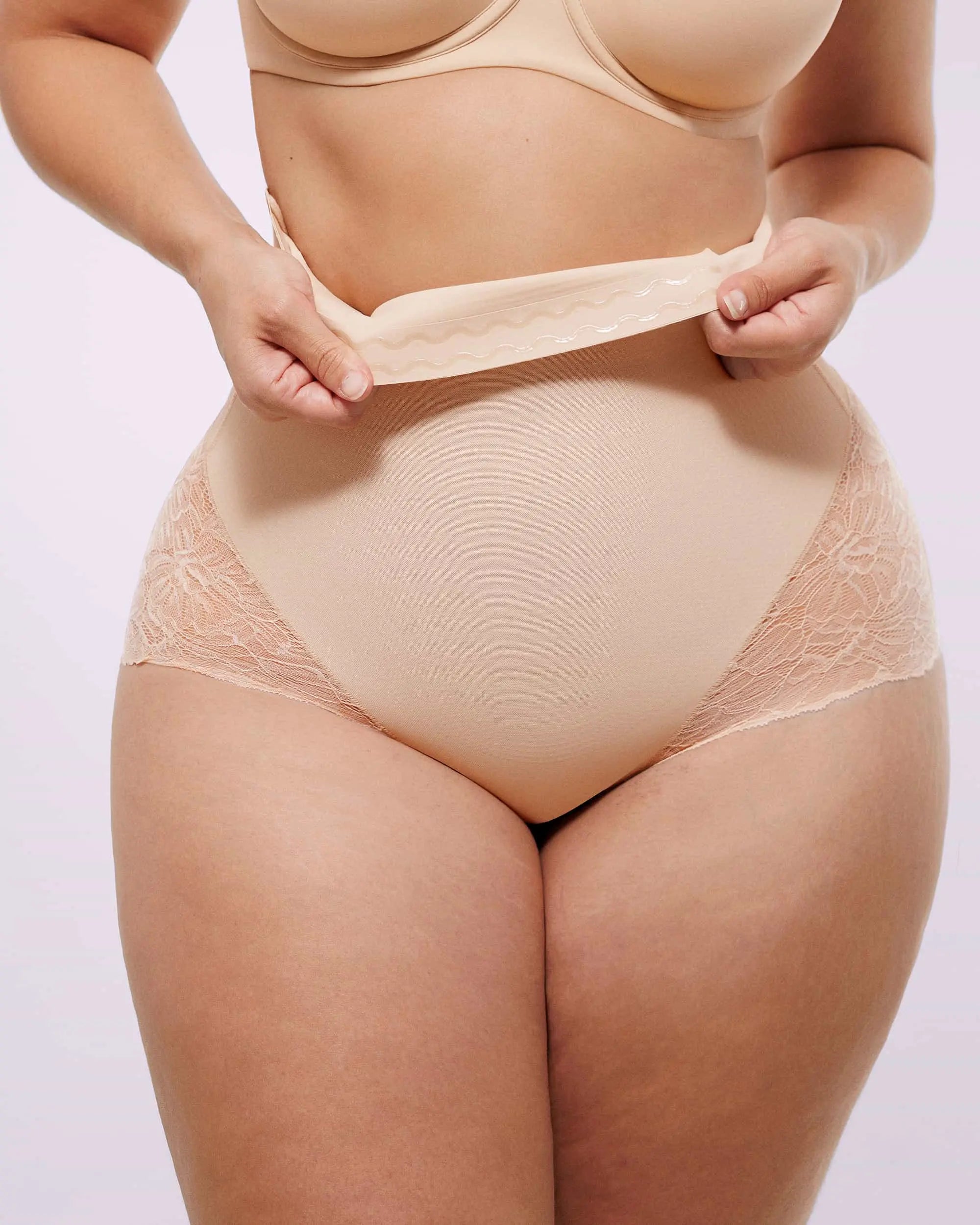 Bare Essentials? MeshSmooth? High-Waisted  Sheer Lace Brief